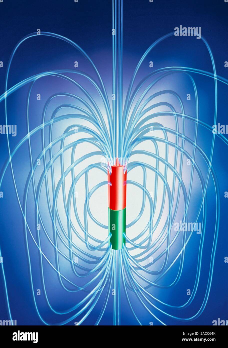 Magnetic field. Computer artwork of the magnetic field around a magnet ...