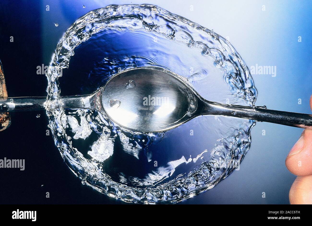 Surface tension. Highspeed photograph of a ripple moving radially out