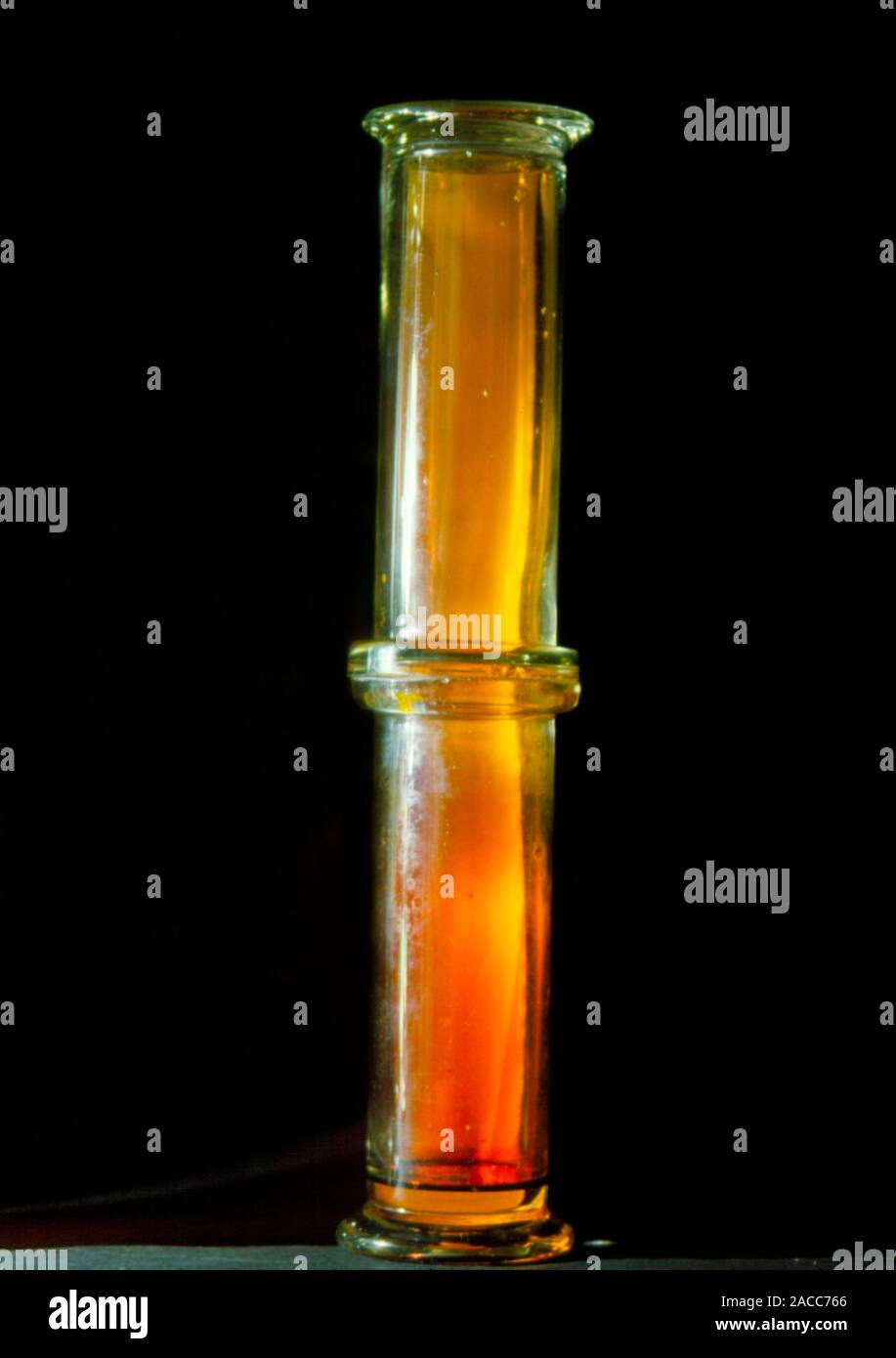 Experiment to illustrate diffusion of a gas (PART 2). Two gas jars are arranged with their open