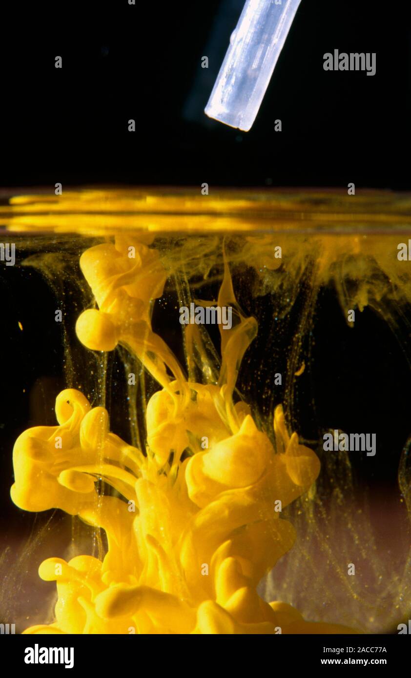 Precipitation of lead iodide. A yellow precipitate of lead iodide