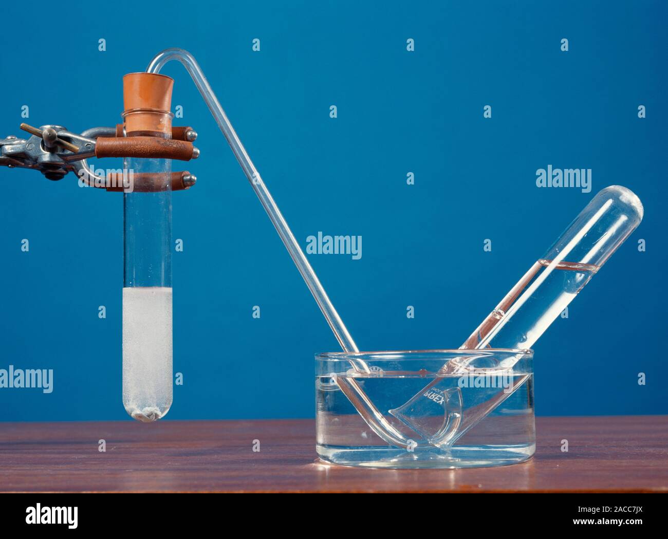 Making hydrogen gas. Zinc is reacting with hydrochloric acid in the