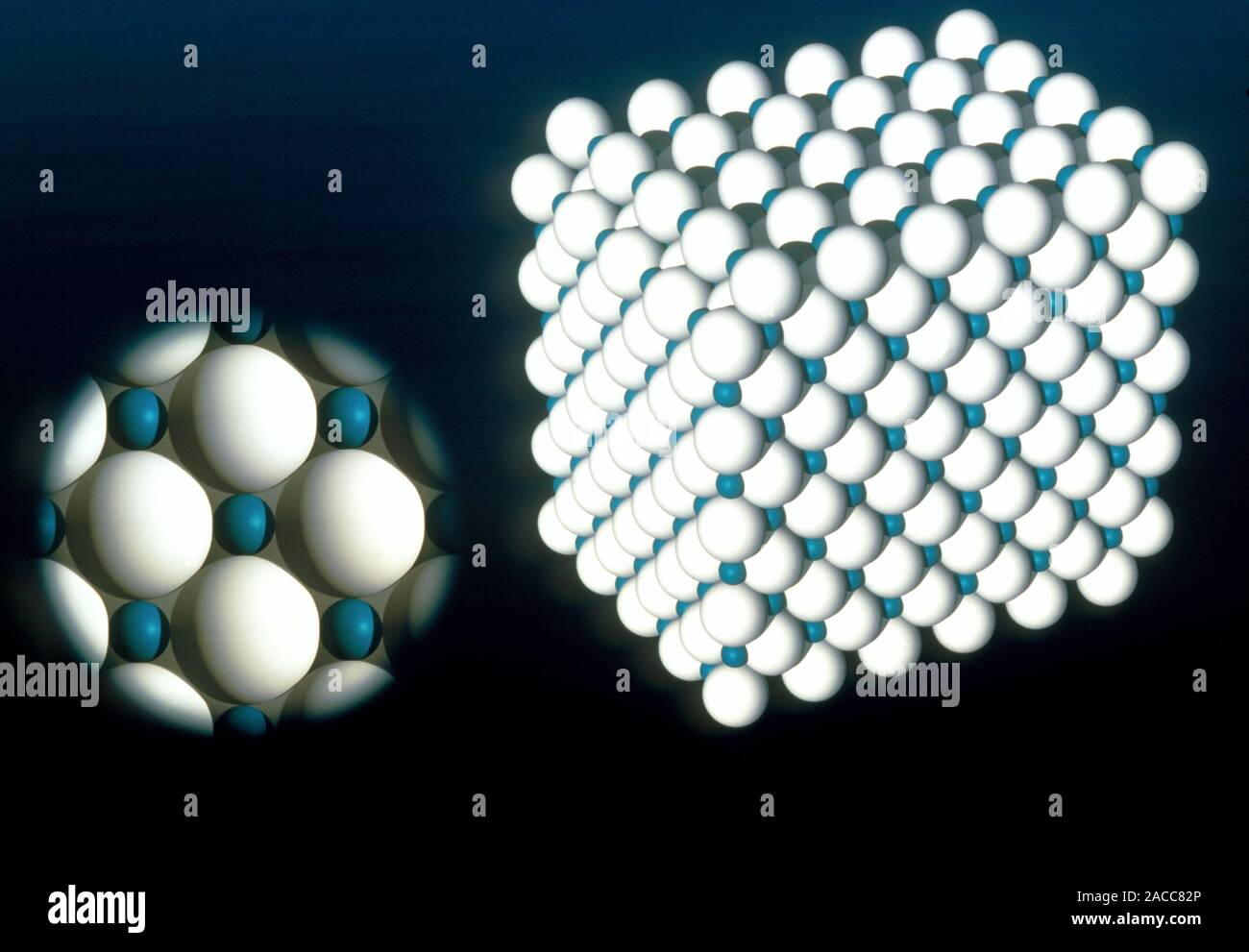 Sodium chloride. Computer graphic of crystallised common salt (sodium