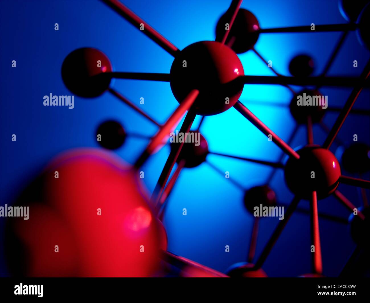 Molecular model. Close-up of a plastic molecular model. This is known ...