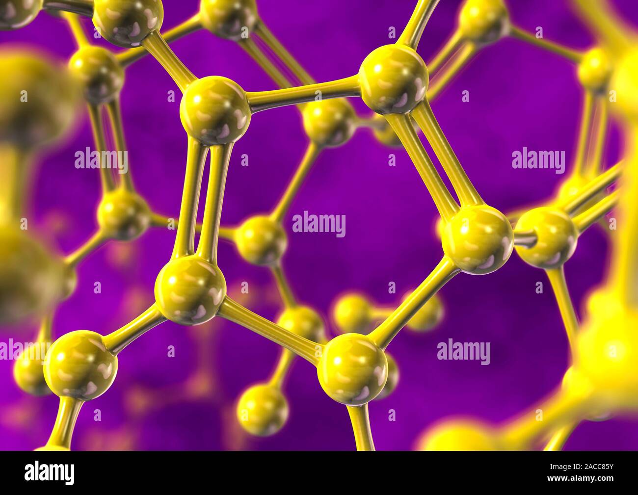 Molecular model. Computer artwork of atoms (spheres) joined by bonds (rods) to make up a model