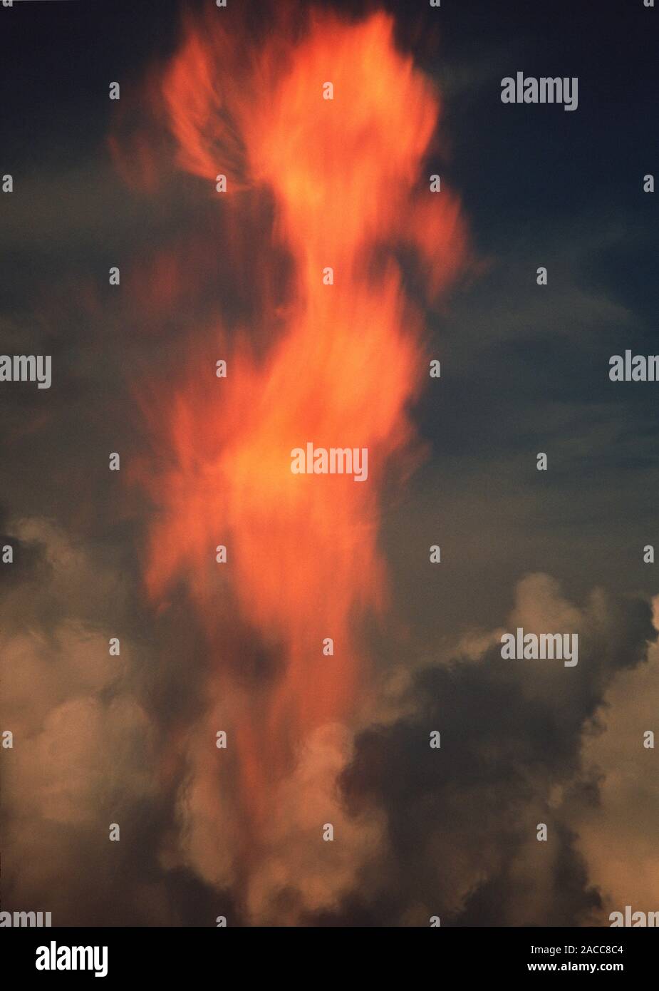 Flame and smoke from the burning of hydrocarbons. Fossil fuels such as