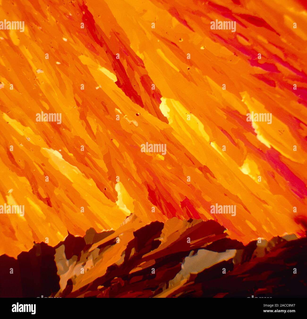 Polarised light micrograph of crystalline sodium thiosulphate (hypo