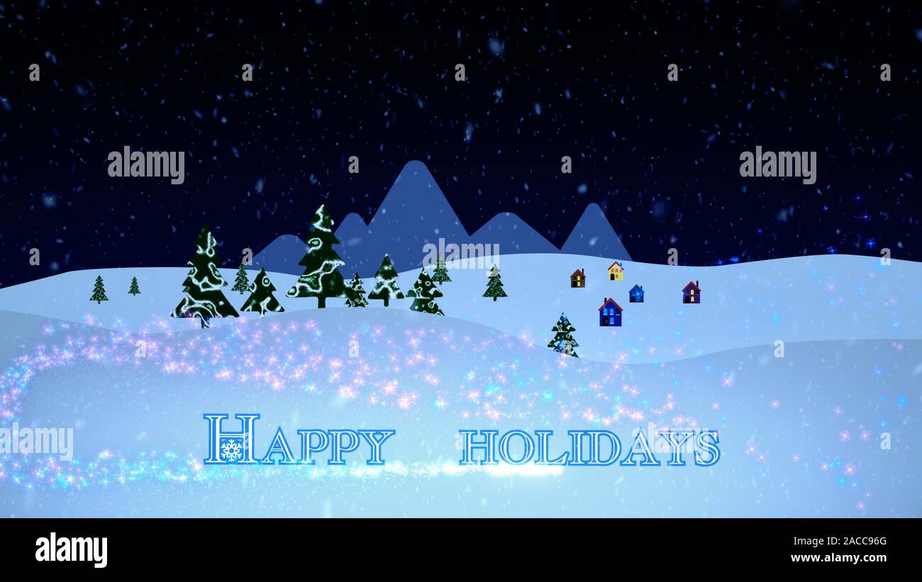 Christmas And New Year Background. Heavy Snow Falling Over A Winter ...