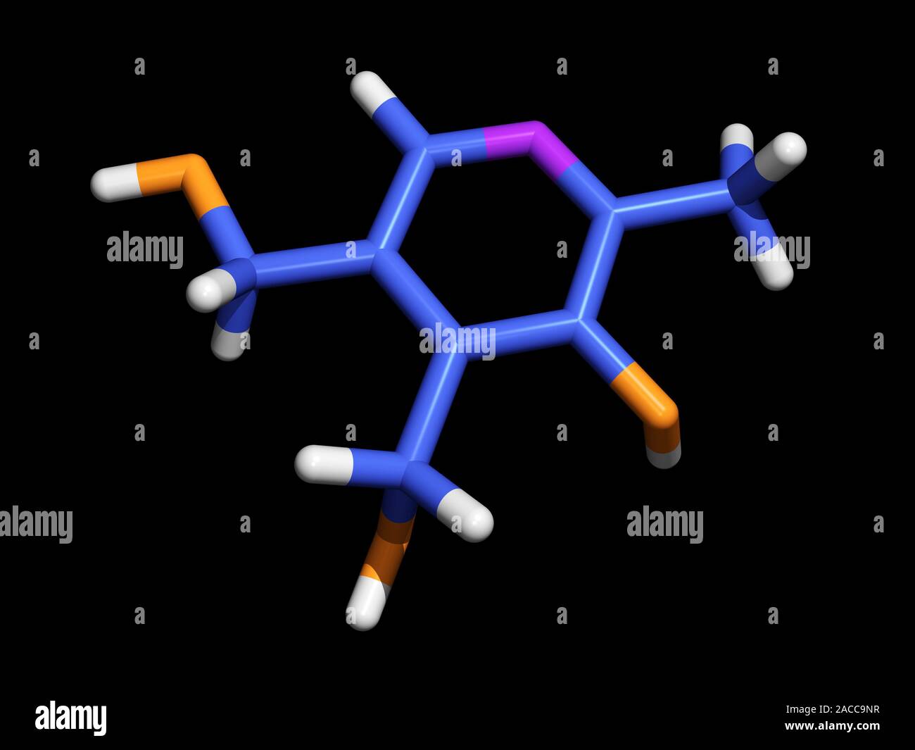 Vitamin B6. Computer model of a molecule of vitamin B6 (pyridoxine ...