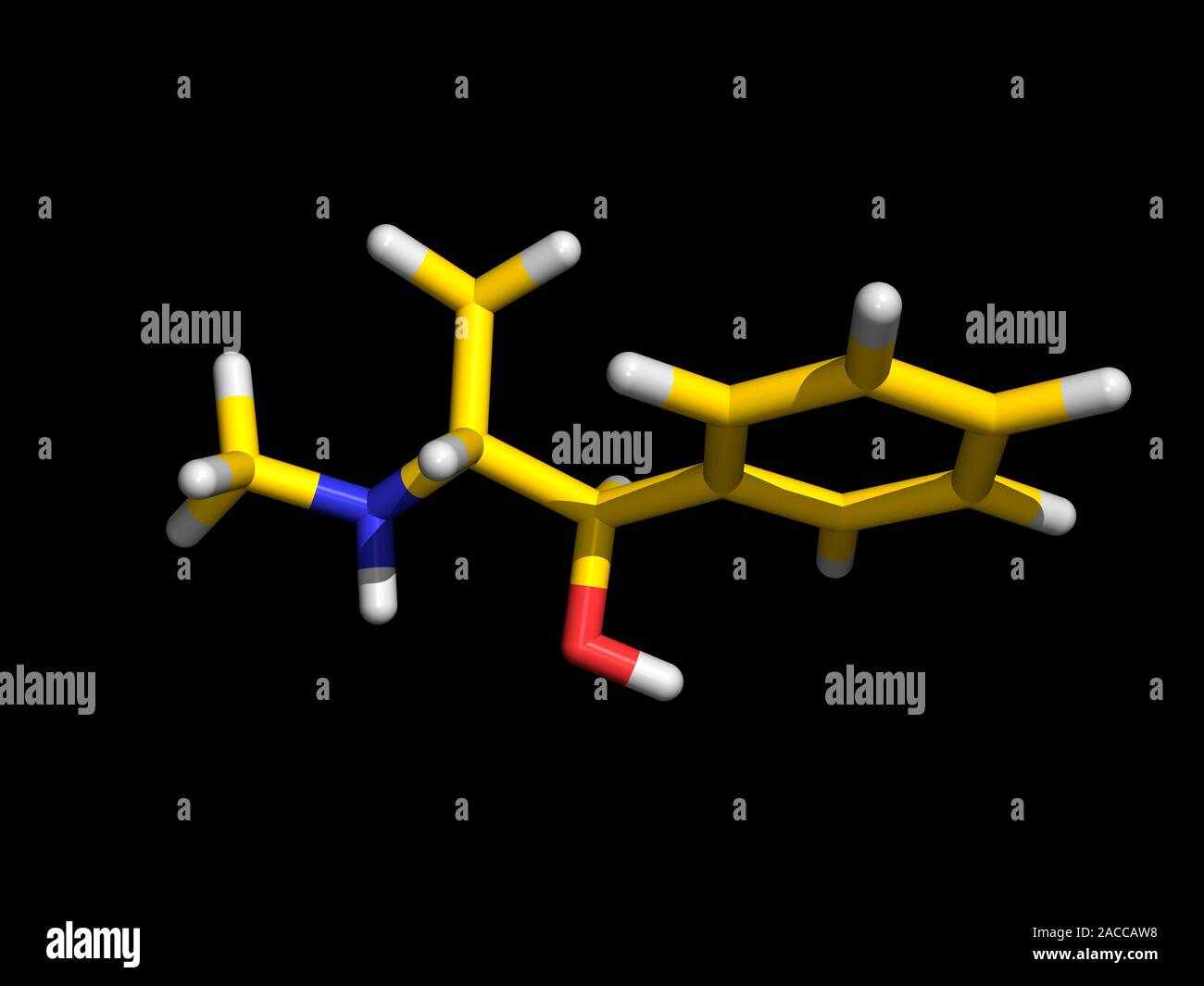 Ephedrine. Computer graphic of a molecule of the drug ephedrine (C10 ...