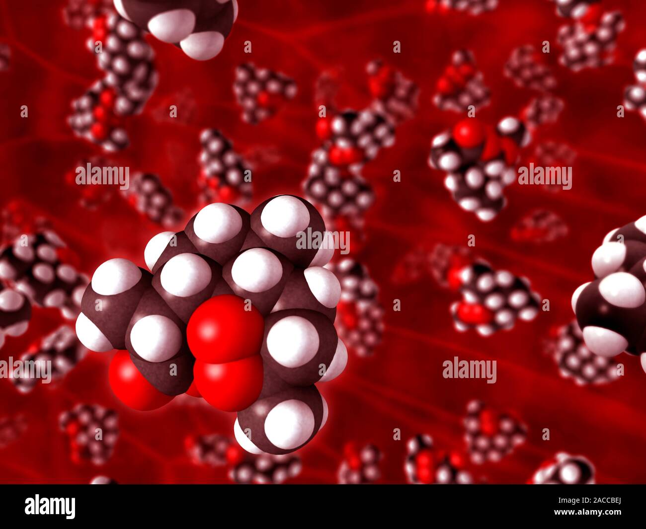 Artemisinin malaria drug molecules. Computer artwork of molecules of ...