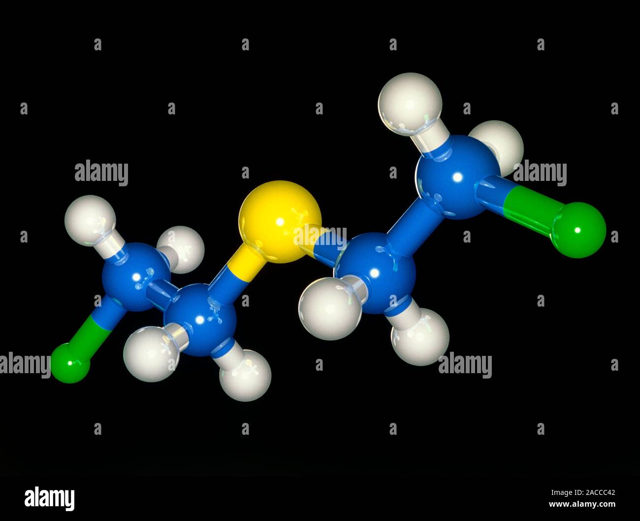 Mustard gas. Computer artwork of a molecule of the nerve agent mustard