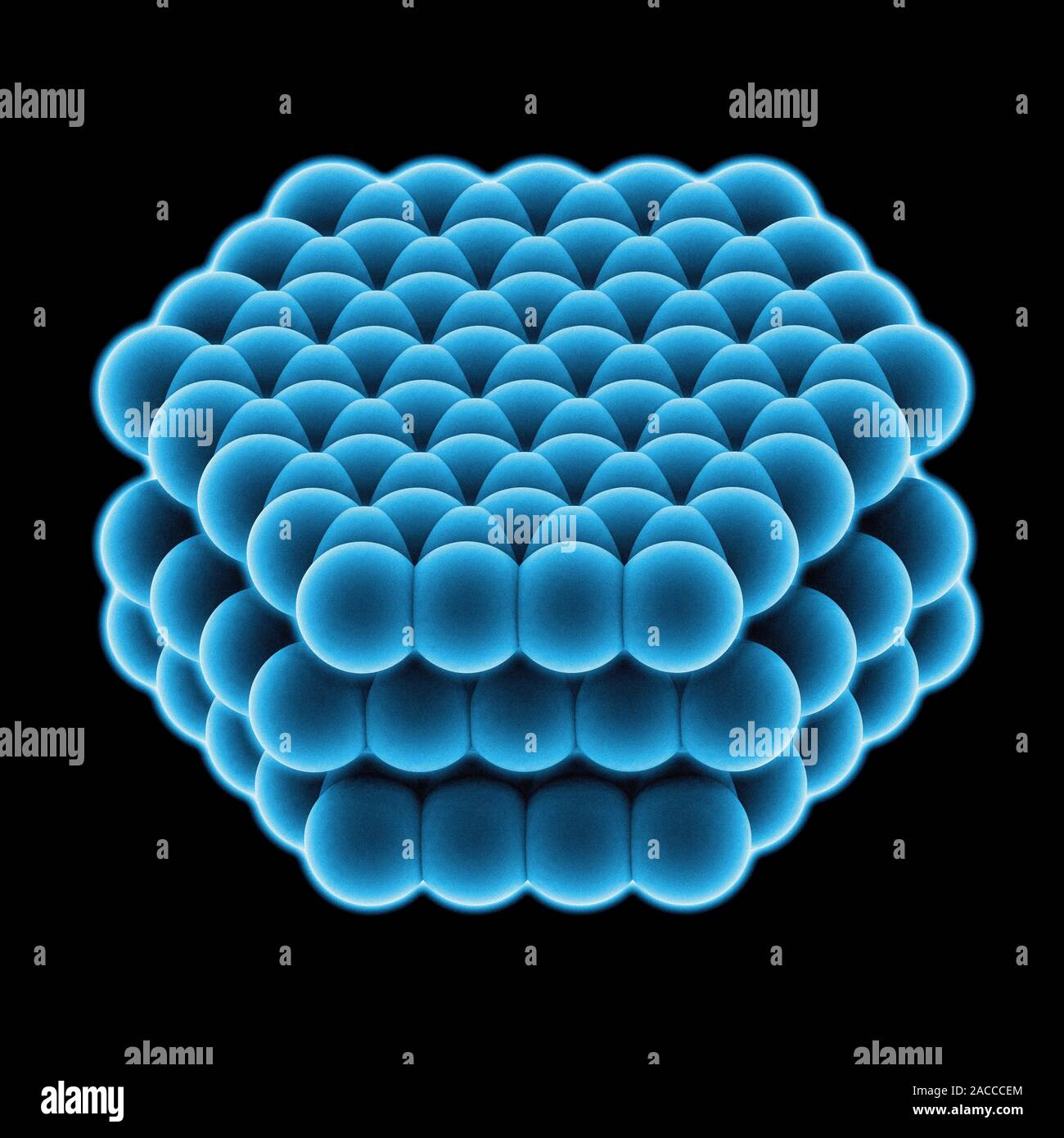 Graphite crystal, molecular model. Graphite is used in pencil leads and