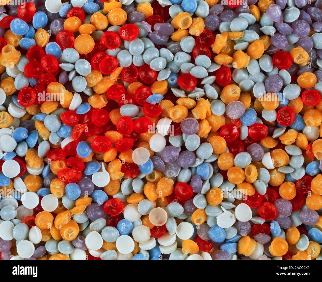 Biodegradable plastic granules made mainly from plants. Biodegradable