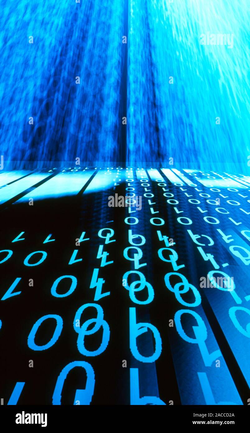 Binary code. Conceptual computer artwork of a stream of binary digits ...