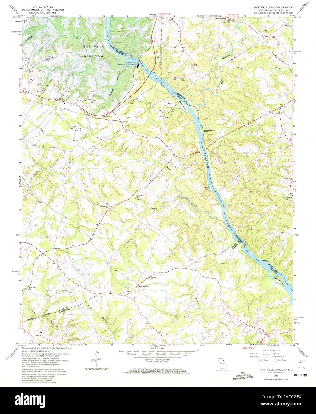 Lake Hartwell Topographic Map Hartwell Dam High Resolution Stock Photography And Images - Alamy