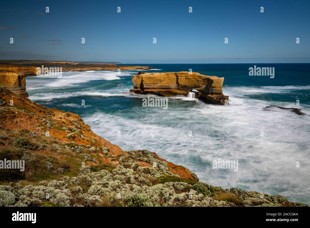 Bakers Oven Rock is just one of many sea stacks along the Great Ocean Road. Stock Photo