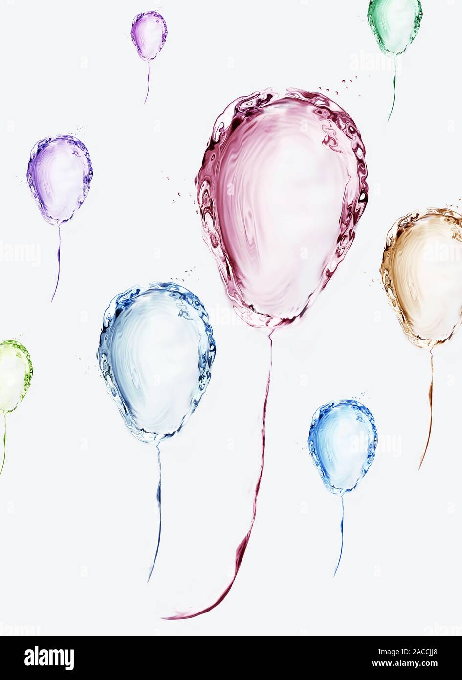 Colorful balloons made of water floating up Stock Photo - Alamy