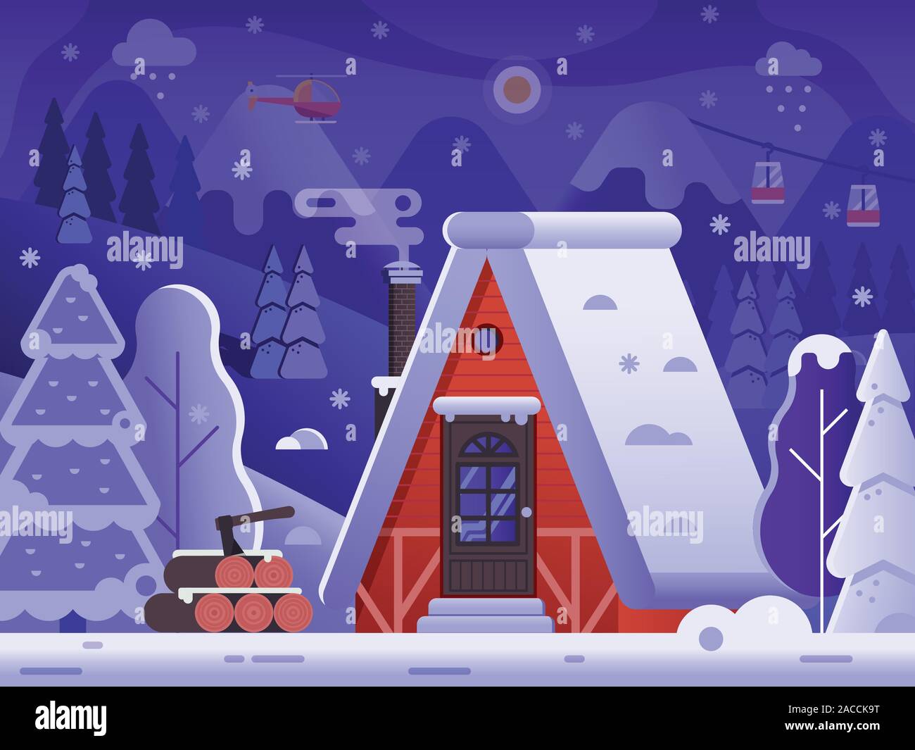Rural landscape small snow Stock Vector Images - Alamy