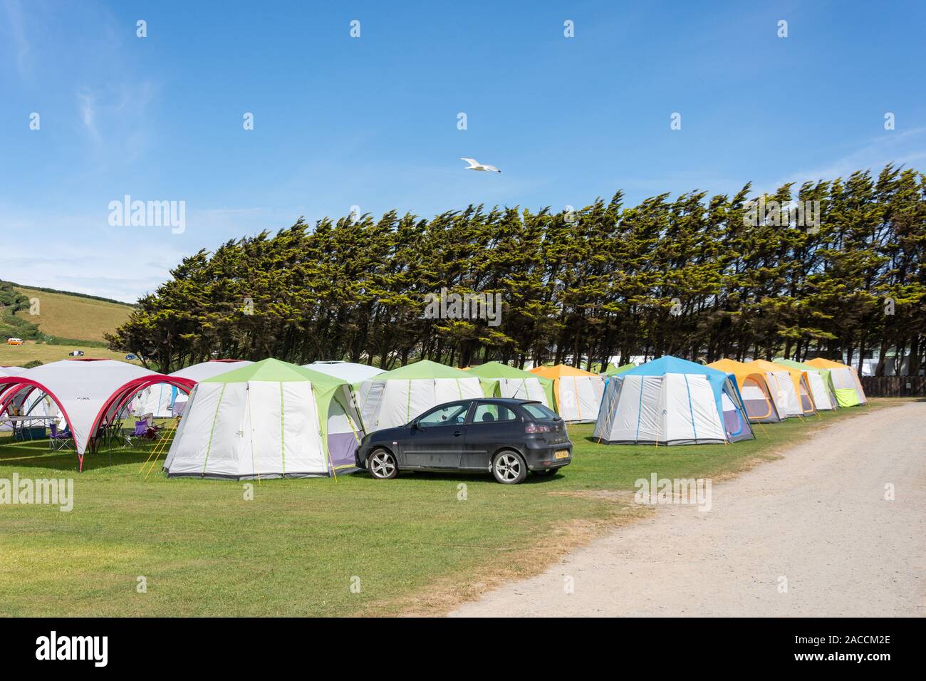 Ruda Holiday Park Campsite at Croyde Beach, Croyde, Devon, England, United Kingdom Stock Photo