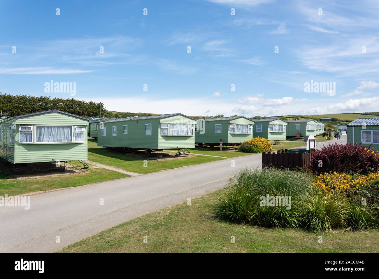 Caravan accomodation at Ruda Holiday, Croyde Beach, Croyde, Devon, England, United Kingdom Stock Photo