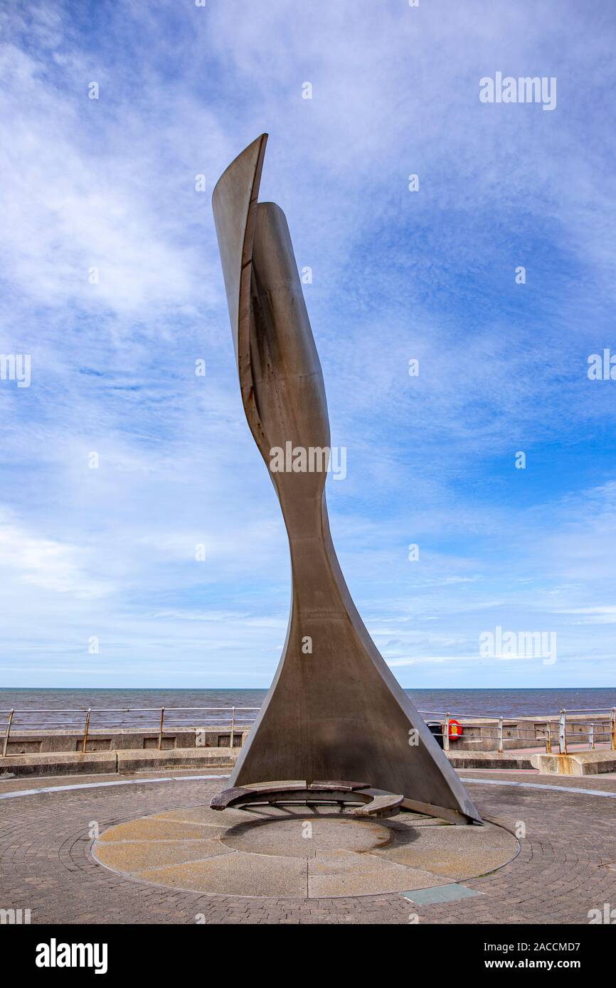 Rotating wind shelter on the South beach in Blackpool Lancashire UK Stock Photo