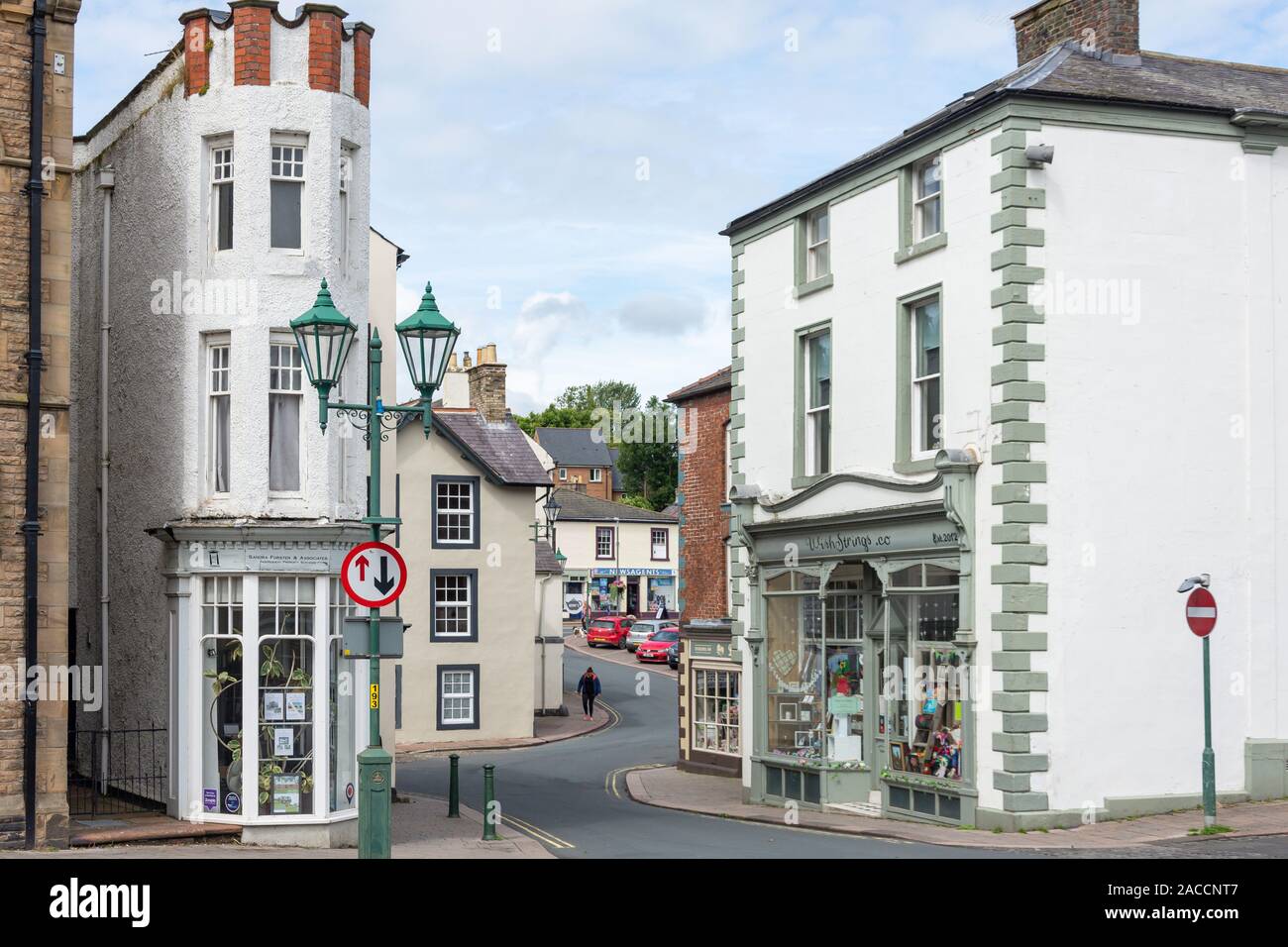 High Cross Street from Market Place, Brampton, City of Carlisle, Cumbria, England, United Kingdom Stock Photo
