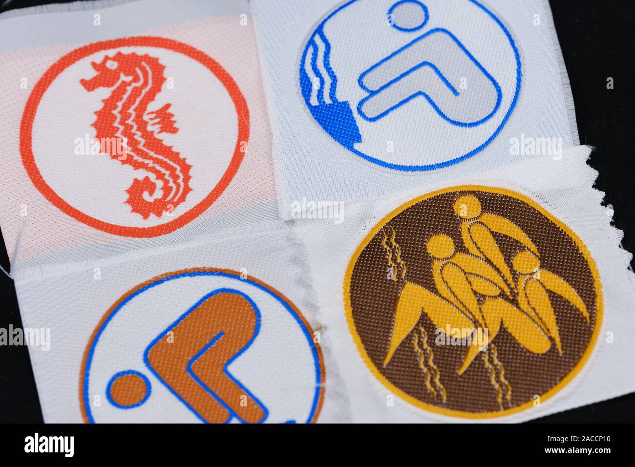 Mainz, Germany Nov 08, 2019 four German swimming badges the sea