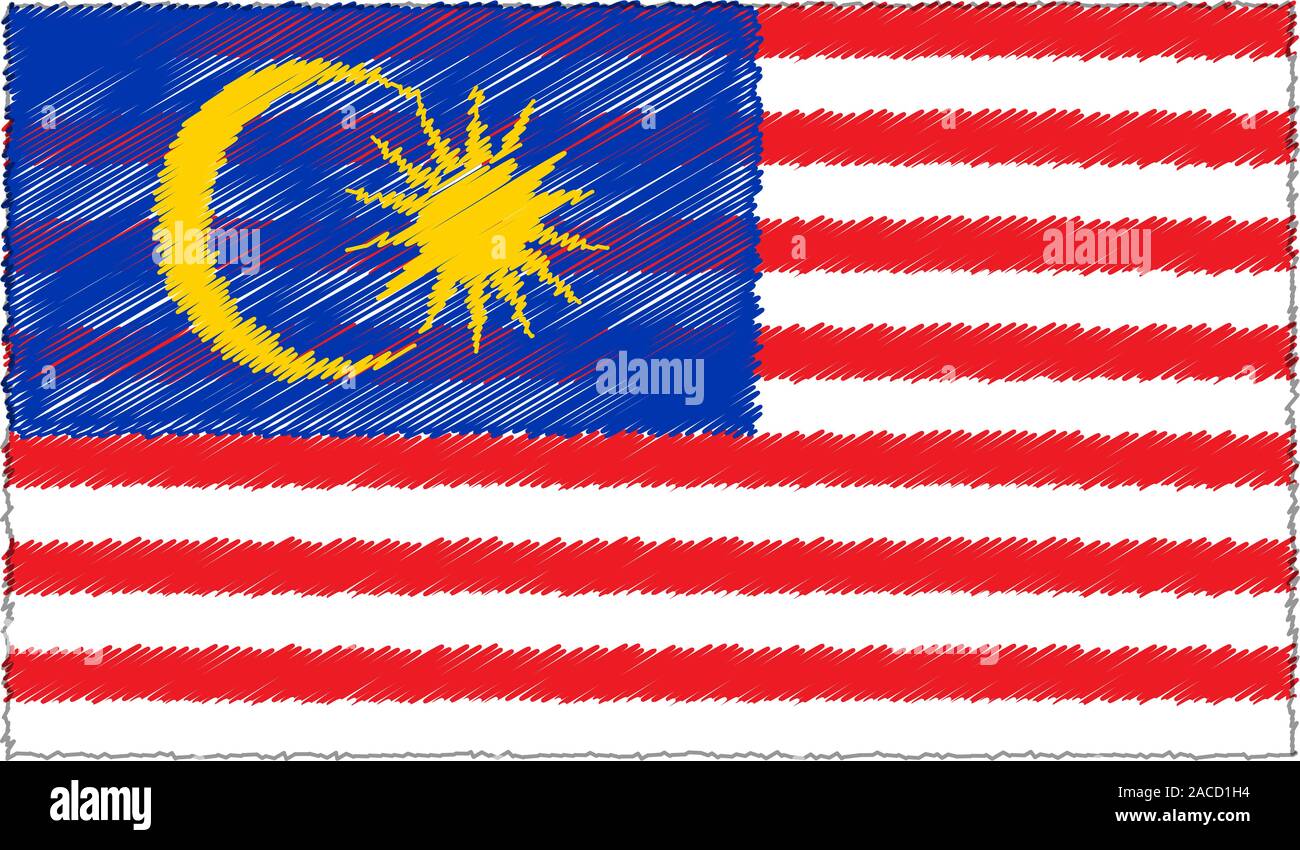 Vector Drawing of Sketch Style Malaysia Flag Stock Vector Image & Art