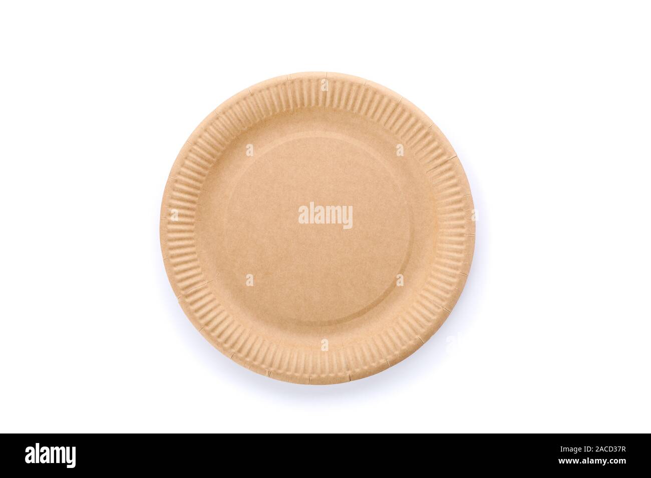 Eco - friendly plate isolated on white background. Disposable tableware Stock Photo