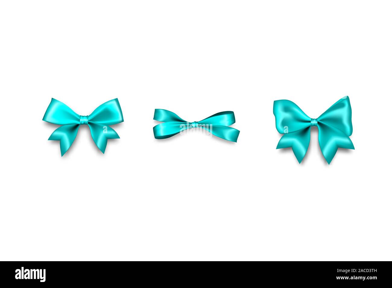 Holiday satin gift bow knot aquamarine ribbon Stock Vector