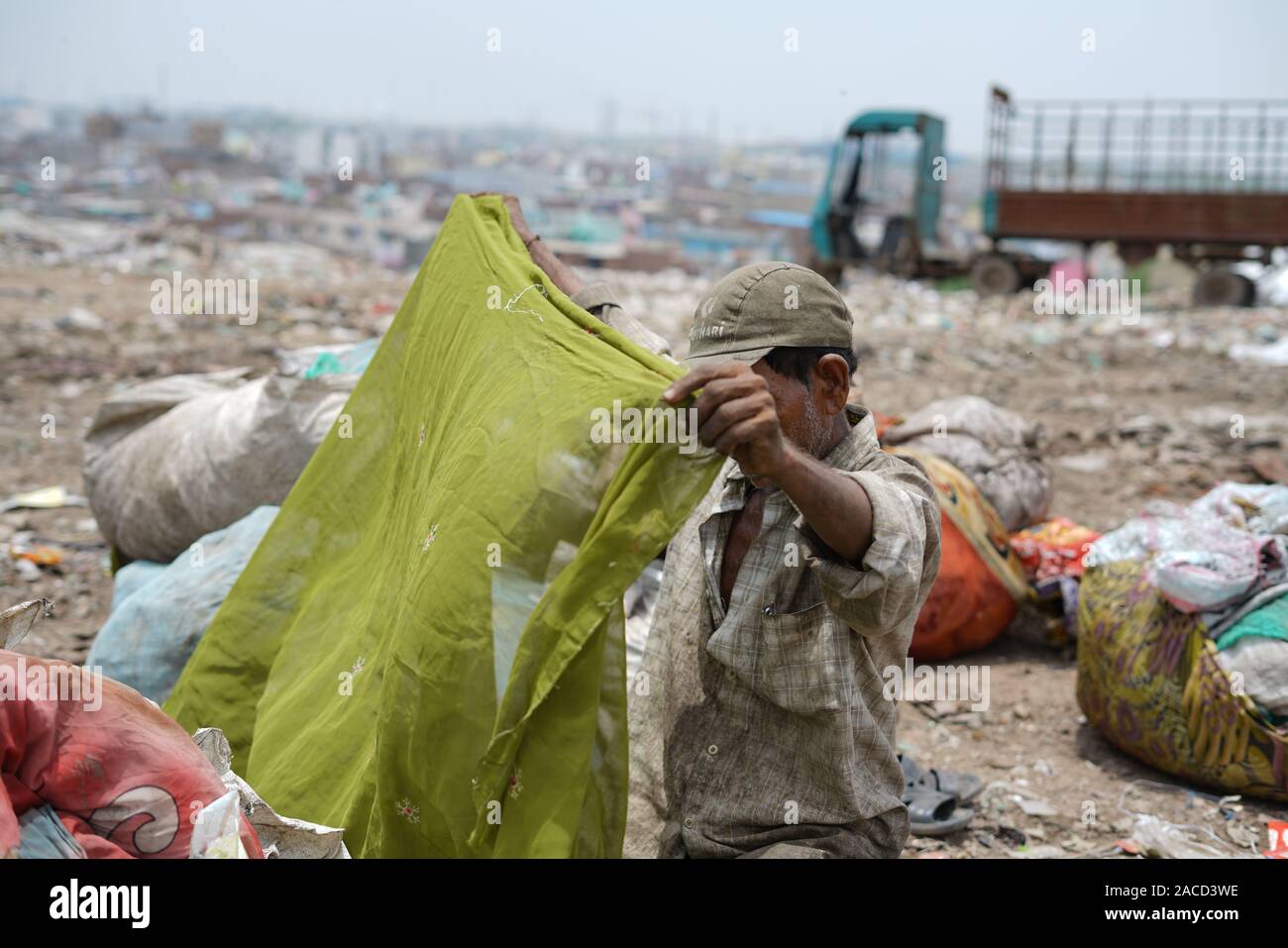 Piranha garbage dump site at Ahmedabad, Gujarat, India Stock Photo