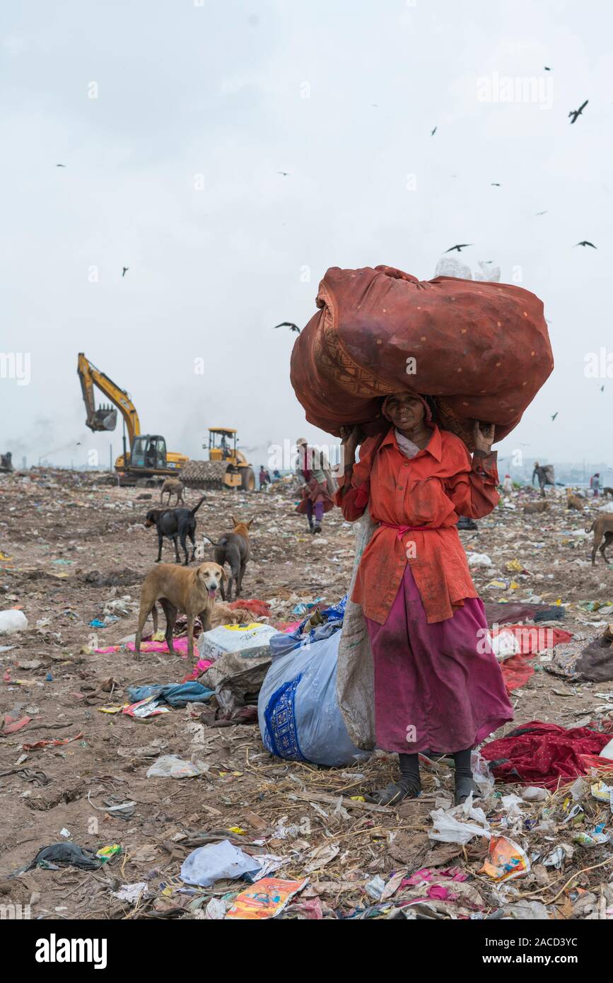 Piranha garbage dump site at Ahmedabad, Gujarat, India Stock Photo