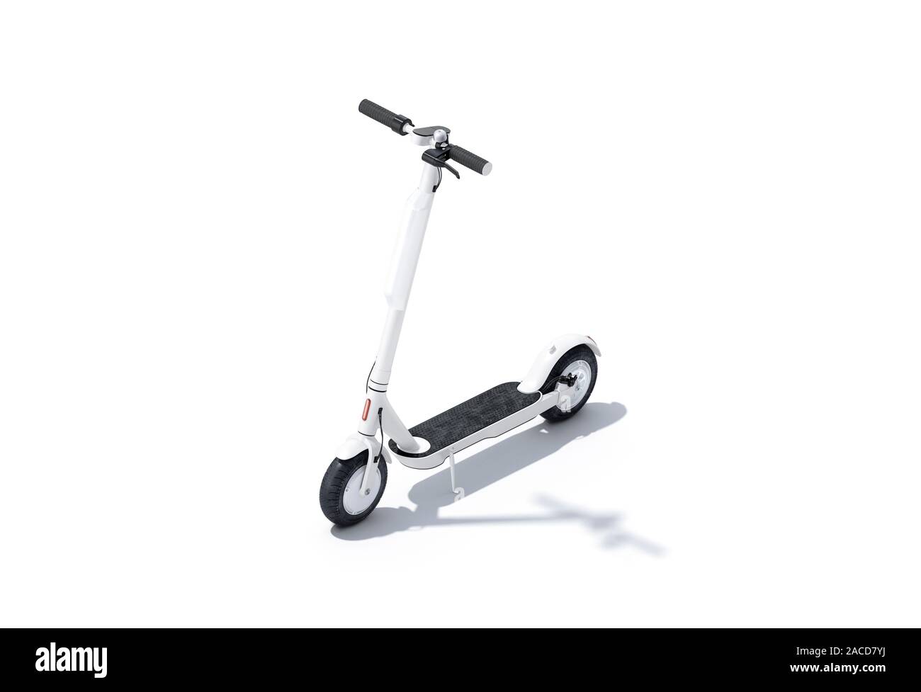 Blank white electric scooter with banner mock up, half-turned view Stock Photo