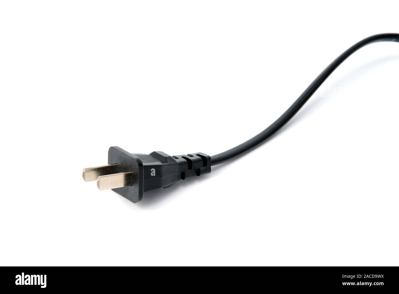 Black electrical plug and electrical cord isolated on white background