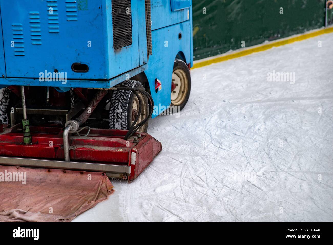 ice rink cleaning machine close up Stock Photo Alamy