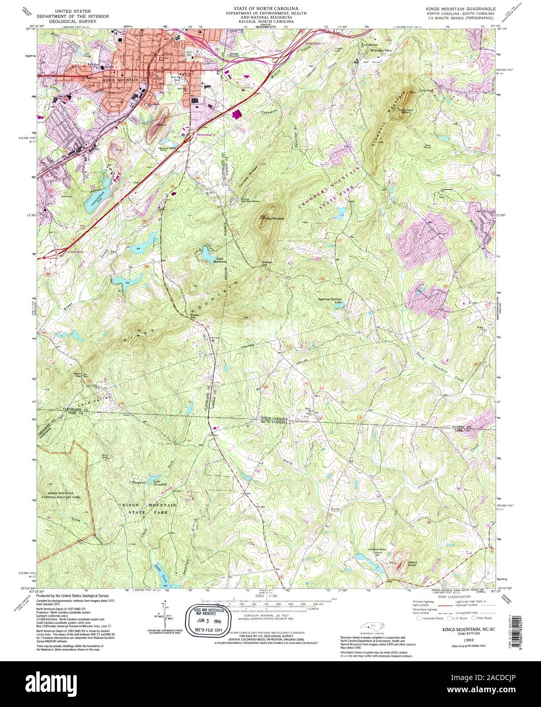 Map of kings mountain hires stock photography and images Alamy