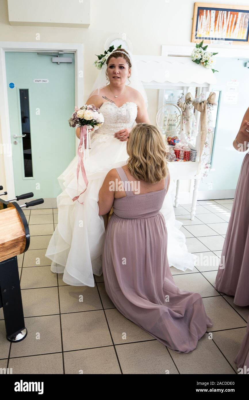 A tradition English indoor wedding ceremony at Floral Hall, Tunstall, Stoke on Trent, Wedding photography, celebration, traditional wedding Stock Photo