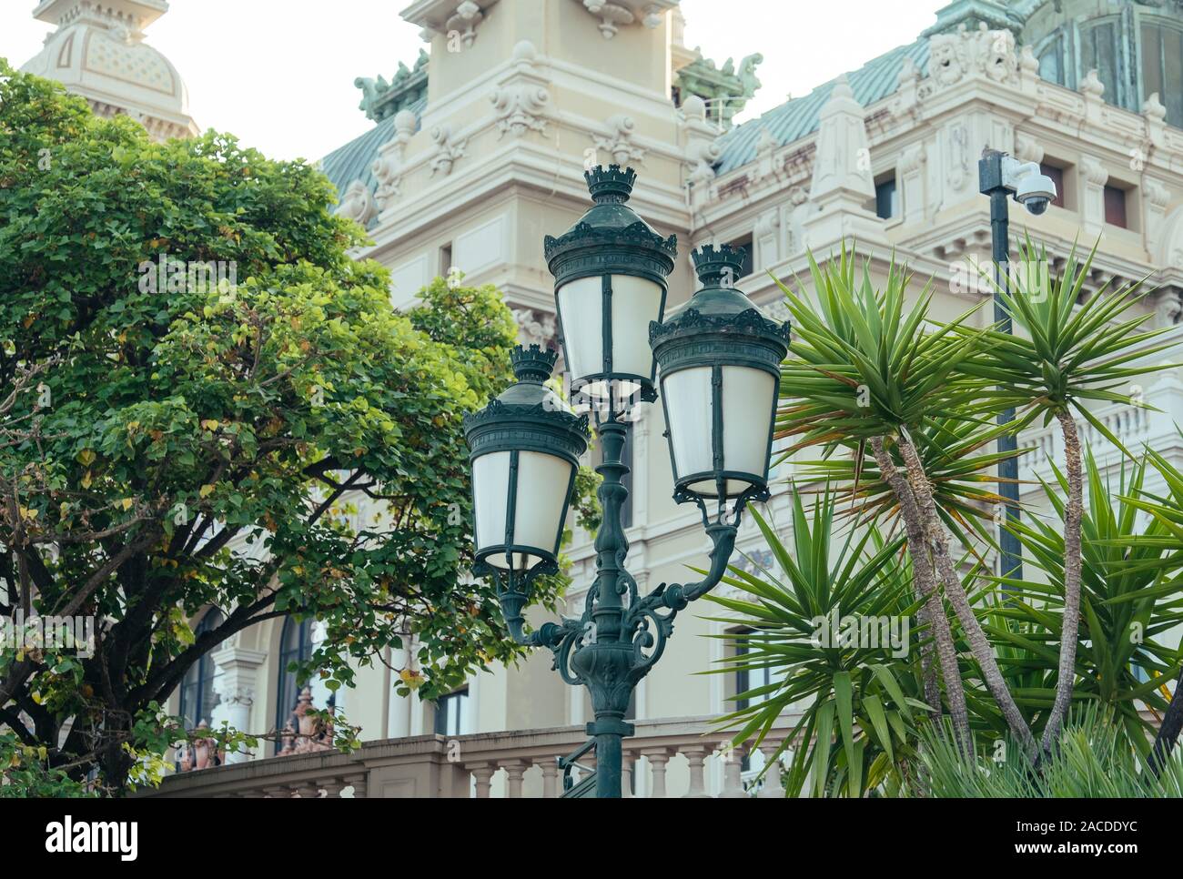 Monte Carlo City and street Lamp in Monaco Stock Photo