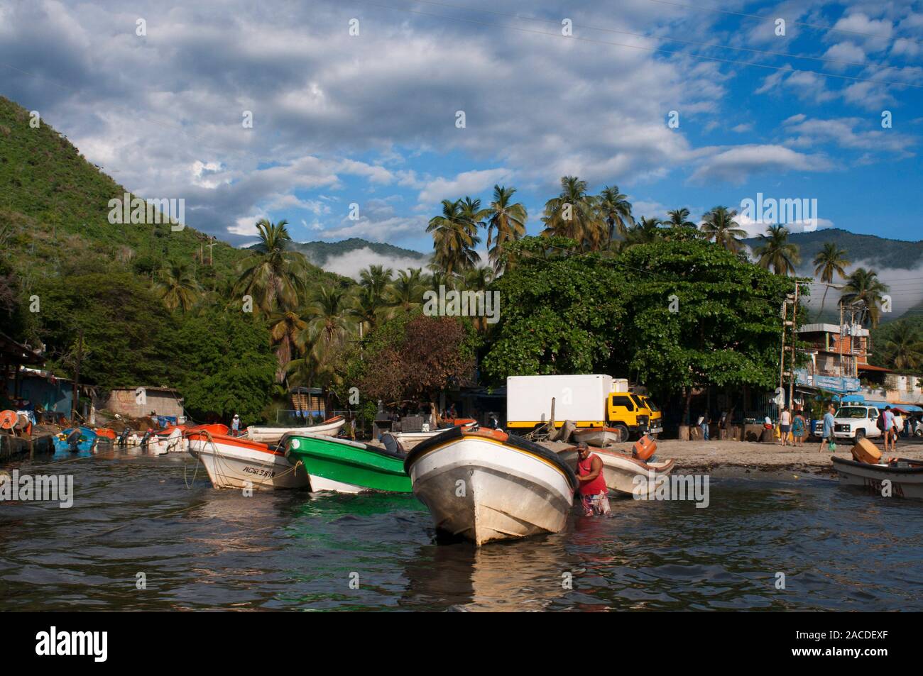 Choroni harbour in Falcon state in Venezuela - Henri Pittier National Park, in Venezuela.  It presents a big touristy interest, by being one of the st Stock Photo