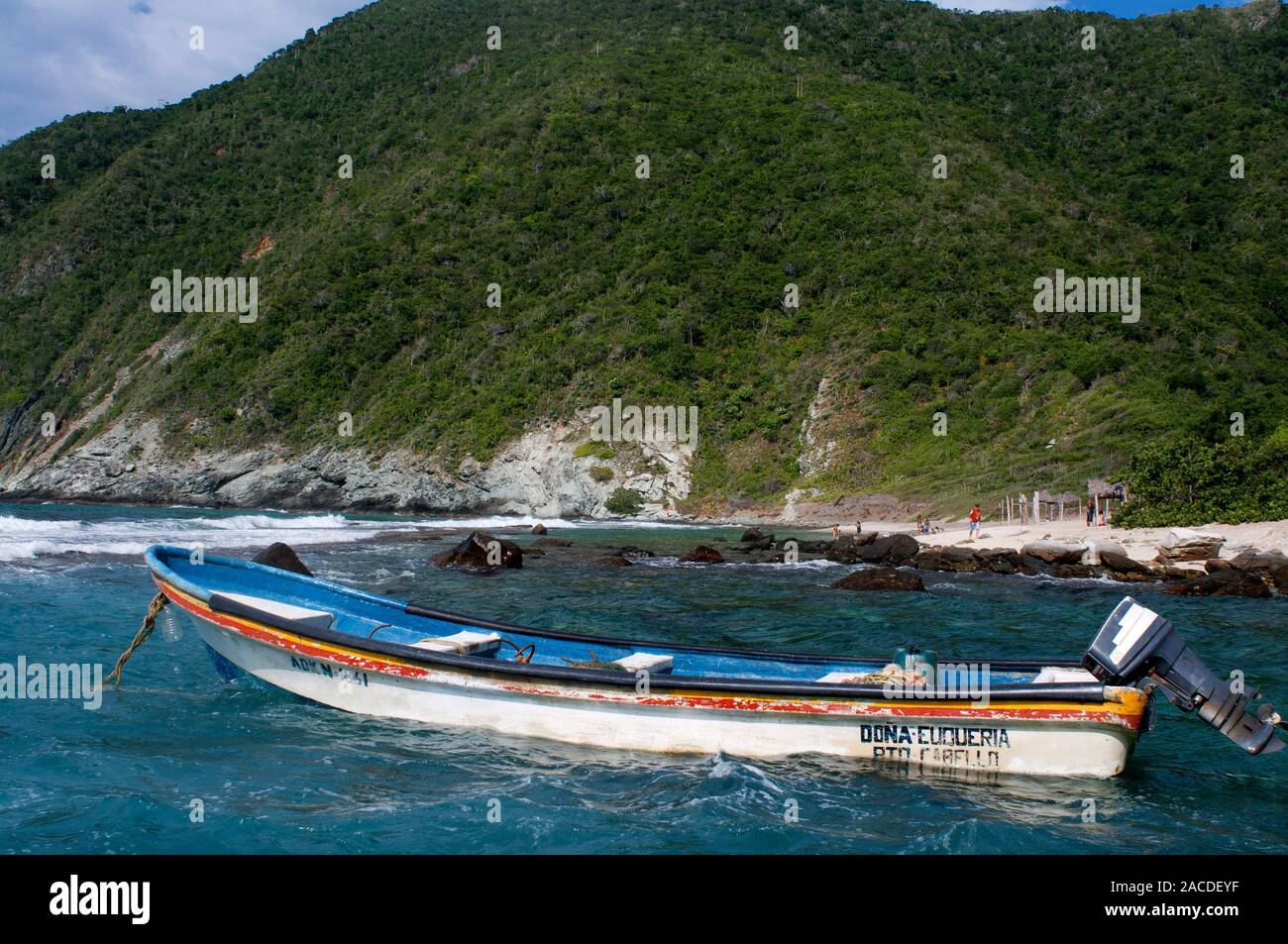 Boats in Choroni beach in Falcon state in Venezuela - Henri Pittier National Park, in Venezuela.  It presents a big touristy interest, by being one of Stock Photo