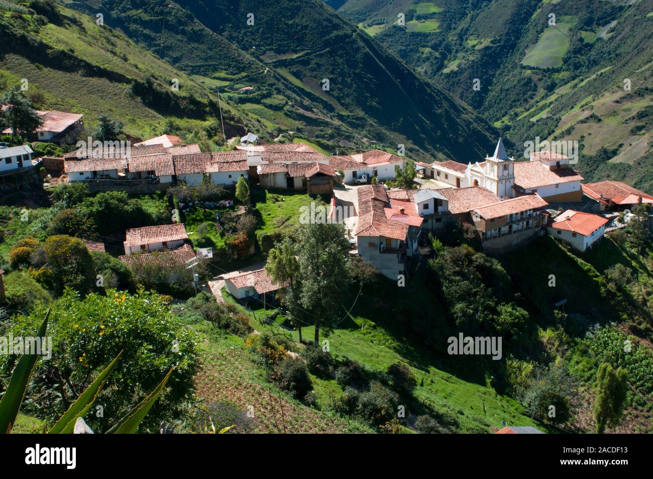 Los Nevados village in andean cordillera Merida state Venezuela. Los Nevados, is a town founded in 1591, located in the Sierra Nevada National Park in Stock Photo