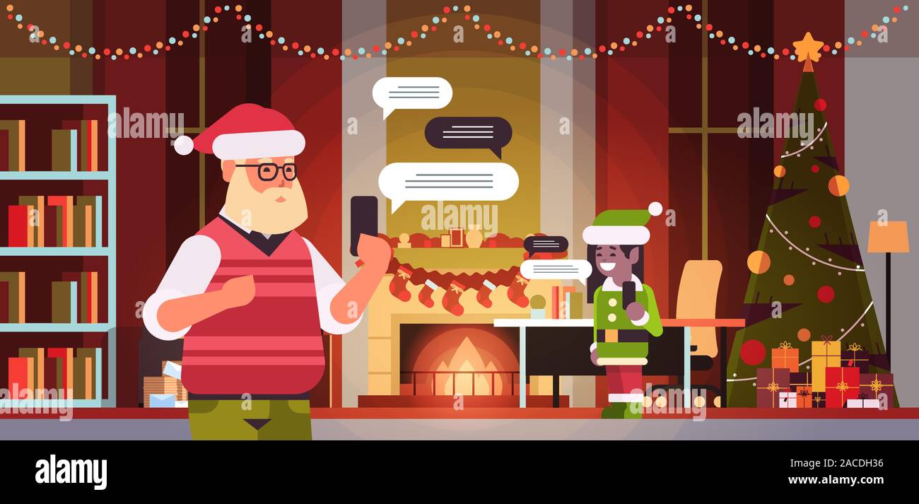 Santa With Female Elf Helper Chatting Using Mobile App On Smartphone Social Network Chat Bubble Communication Concept Modern Living Room Interior Portrait Horizontal Vector Illustration Stock Vector Image Art Alamy Santa With Female Elf Helper Chatting Using Mobile App On Smartphone Social Network Chat Bubble Communication Concept Modern Living Room Interior Portrait Horizontal Vector Illustration Stock Vector Image Art Alamy