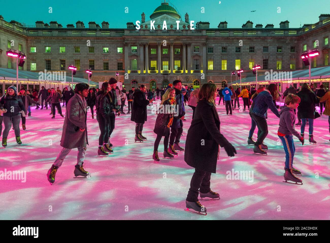 London, UK. 2 December 2019. People enjoy the ice-rink at Somerset ...