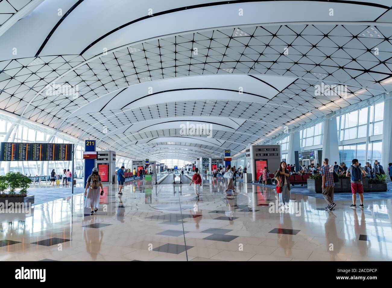 Hong Kong, OCT 20: Interior view of the famous Hong Kong International Airport on OCT 20, 2019 at Hong Kong, China Stock Photo