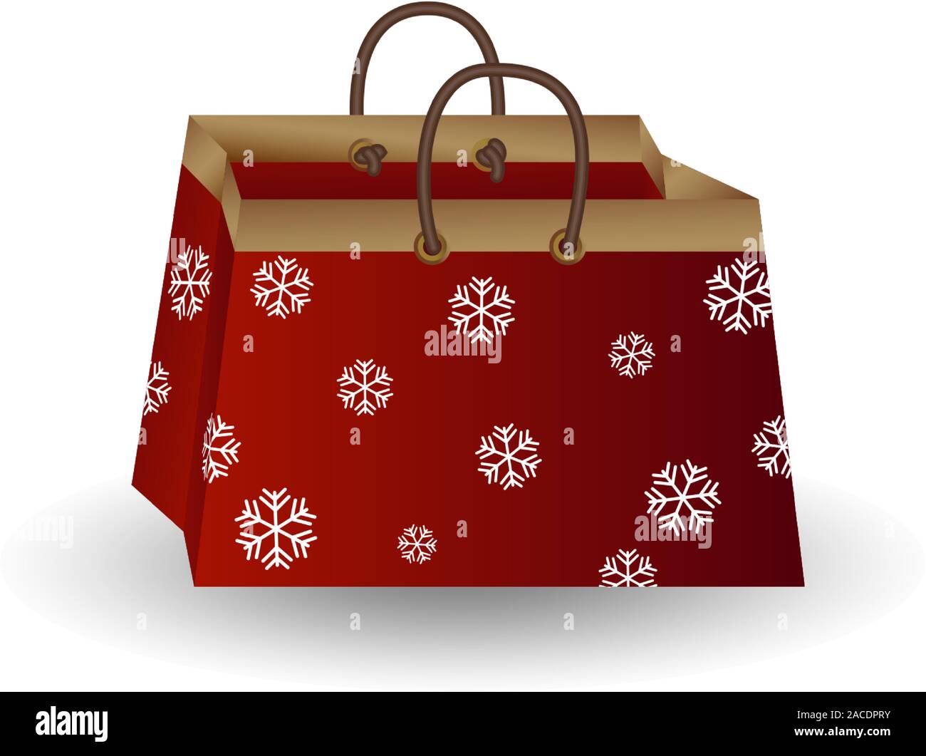 Party Festive Gift Bag Of Red Paper With Golden Ribbon Decorated
