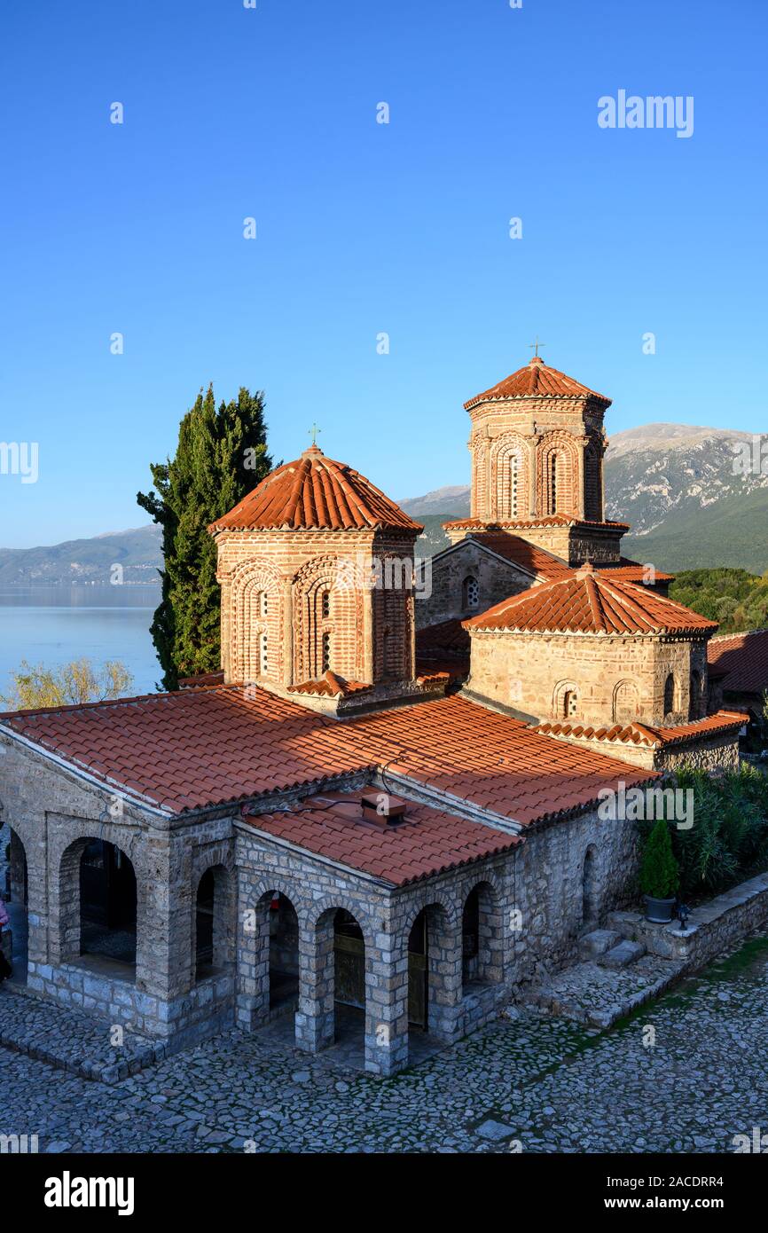 The church of St.Naum of Ohrid, at the Monastery of the same name on the shore of Lake Ohrid in North Macedonia, Europe. Stock Photo