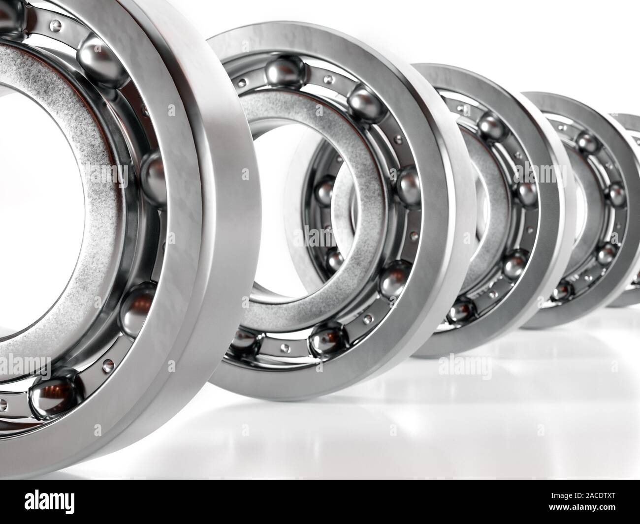Group of new steel ball bearings on white background Stock Photo