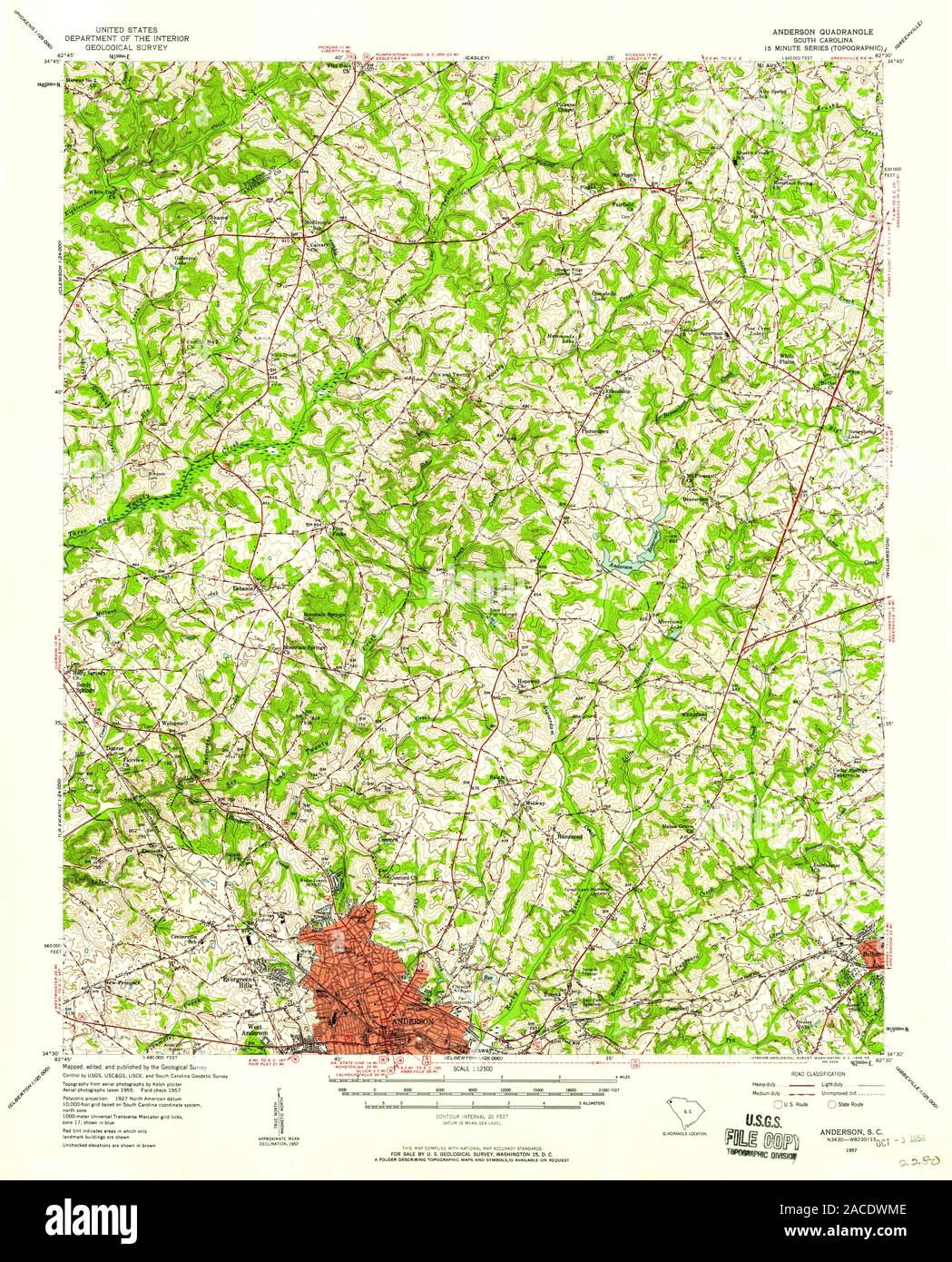 Anderson south carolina map hi-res stock photography and images - Alamy