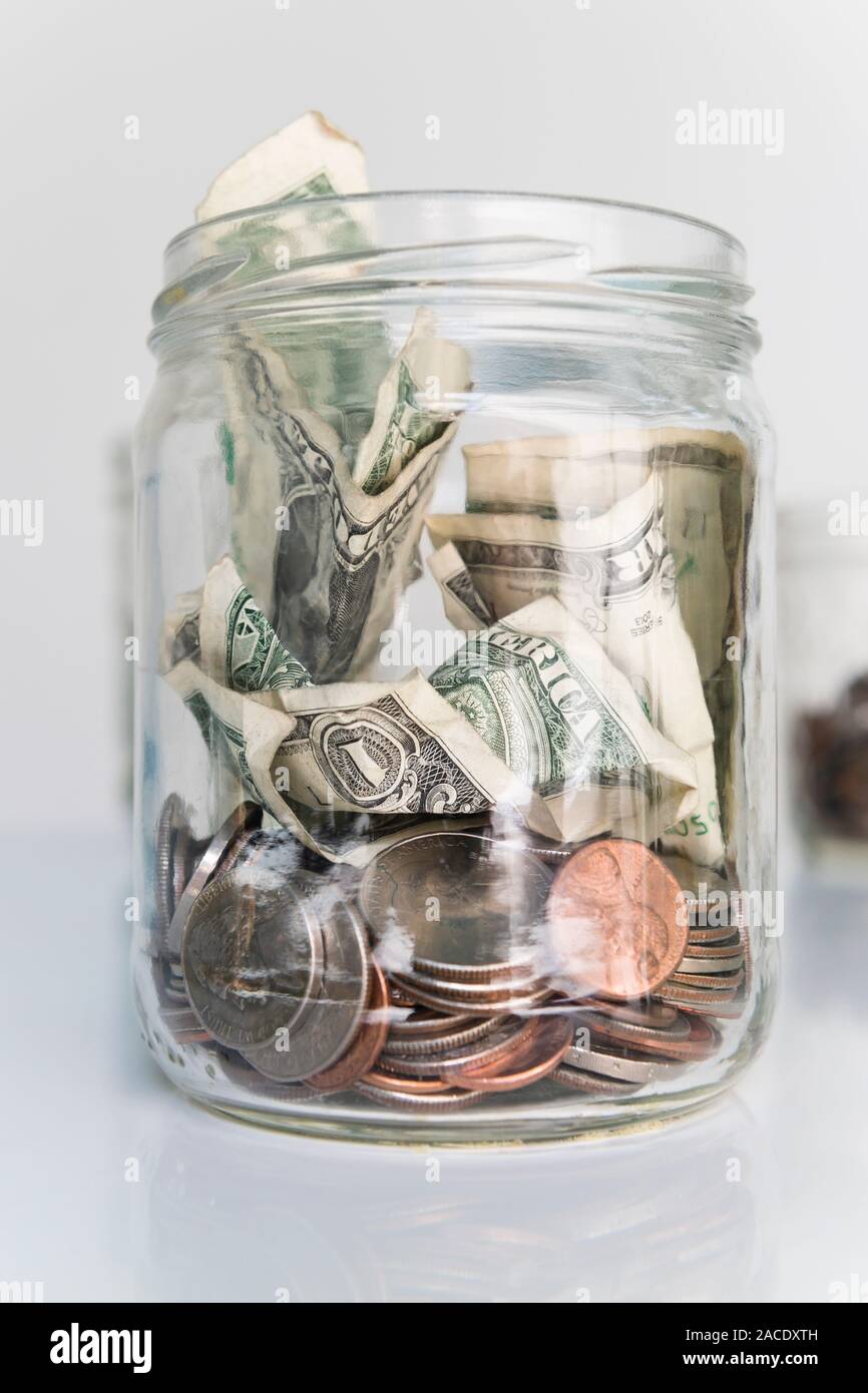 Money in glass jar Stock Photo Alamy