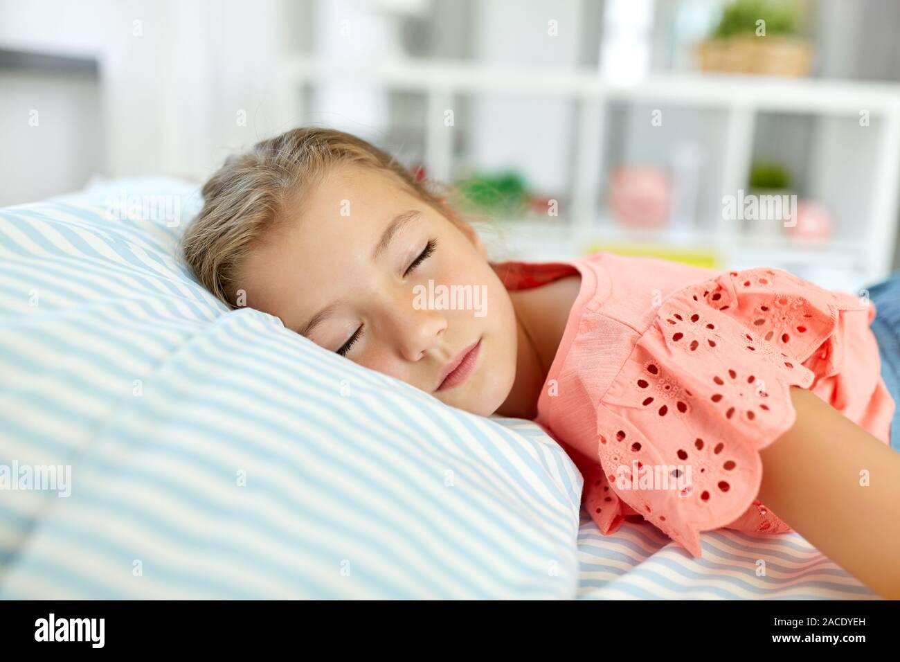 little girl sleeping in her room at home Stock Photo Alamy